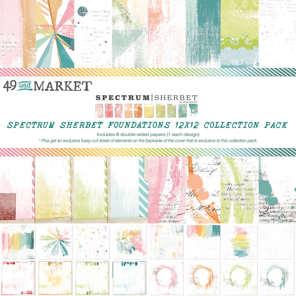 49 and Market Lace 4 Washi Tape Roll-Spectrum Sherbet