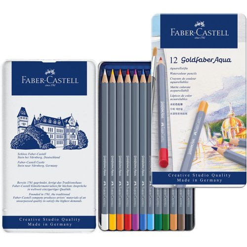 FABER - CASTELL STUDIO GOLDFABER AQUA  WATERCOLOUR PENCIL  ASS PK12 18-114612