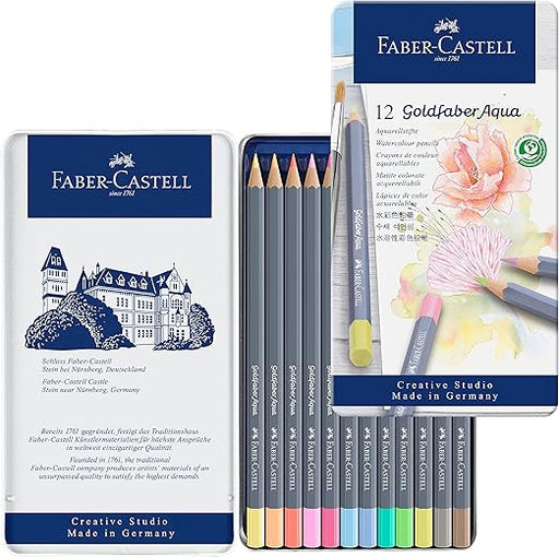 FABER - CASTELL STUDIO GOLDFABER AQUA PASTEL COLOUR PENCIL  ASS PK12 18-114622