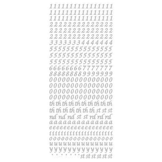 STICKER 6MM NUMBERS AND VOWELS SILVER - XL825P-02