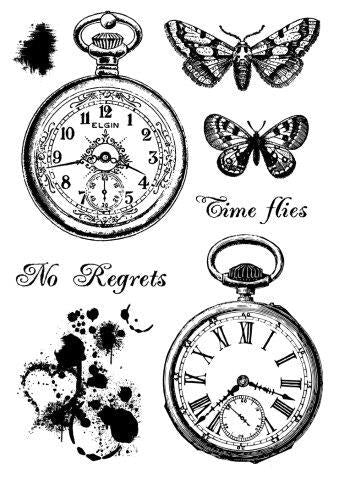 WOODWARE CLEAR STAMPS VINTAGE POCKET WATCHES - FRS666