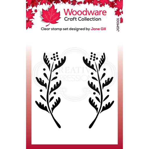 WOODWARE CLEAR SINGLES ELLIE LEAF 3.8 IN X 2.6 IN STAMP - JGM001