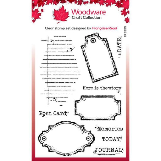 WOODWARE CLEAR STAMP 4 X 6 IN OLD LABELS - FRS995