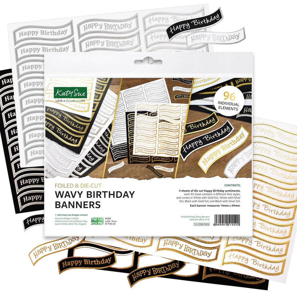 CRAFT STICKERS HAPPY BIRTHDAY WAVY FOILED DIE CUT - 12-CDS010WV