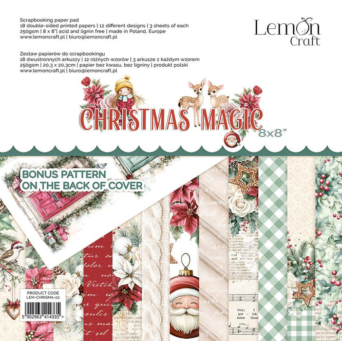 LEMON CRAFT CHRISTMAS MAGIC 8 x 8 PAPER PAD -LEM-CHRISMA-02