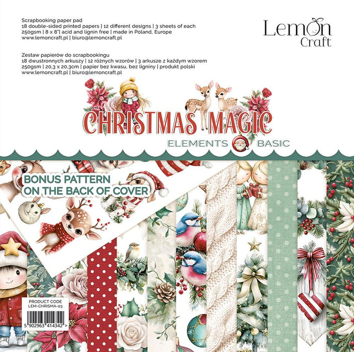 LEMON CRAFT CHRISTMAS MAGIC 8 X 8 PAPER PAD -LEM-CHRISMA-03