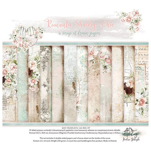 ART ALCHEMY 12x12 PAPER PAD Romantic Shabby Chic 6 Double Sided Paper -AA-RSC-07