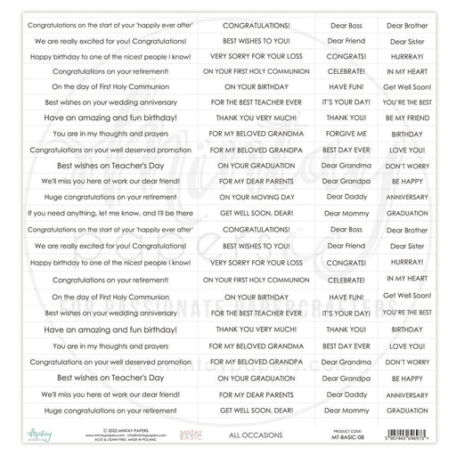 MINTAY BY KAROLA BASIC SENTIMENT SHEETS 08 - MT-BASIC-08