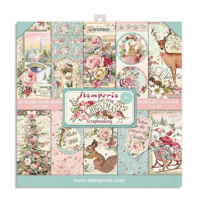 STAMPERIA 8 X 8 PAPER PACK PINK CHRISTMAS - SBBS16