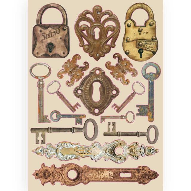 STAMPERIA COLORED WOODEN SHAPE A5 LADY VAGABOND LOCKS & KEYS - KLSP086