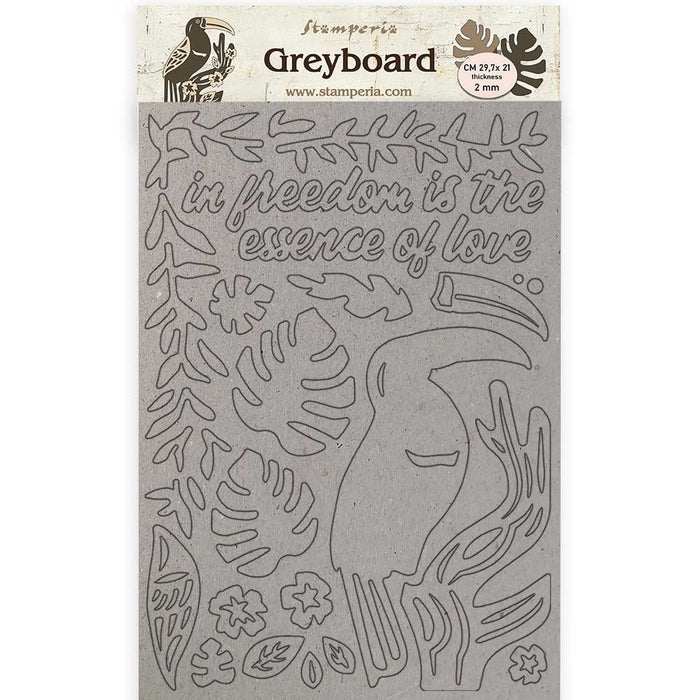 STAMPERIA A4 GREY BOARD 2MM AMAZONIA TUCAN - KLSPDA421