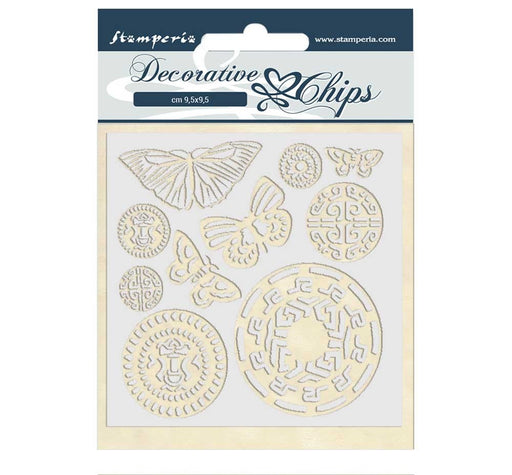 STAMPERIA DECORATIVE CHIPS 14 X 14CM AMAZONIA BUTTERFLY TRI - SCB42