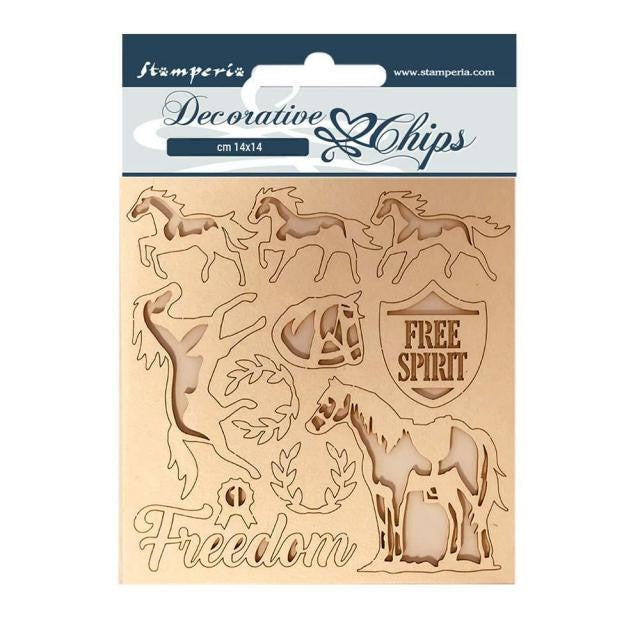 STAMPERIA DECORATIVE CHIPS 14 X 14CM FREEDOM - SCB98