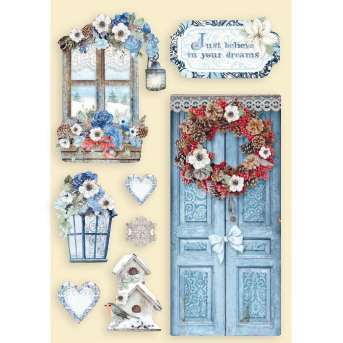 STAMPERIA WOODEN FRAME A5 WINTER TAILS DOOR AND WINDOWS - KLSP103