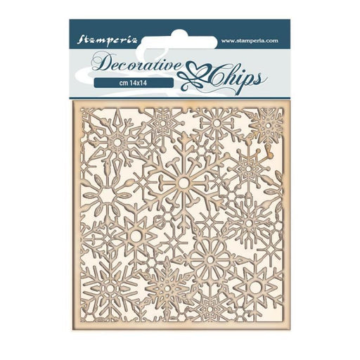 STAMPERIA DECORATIVE CHIPS14 X14CM WINTER TALES SNOW FLAKES - SCB64