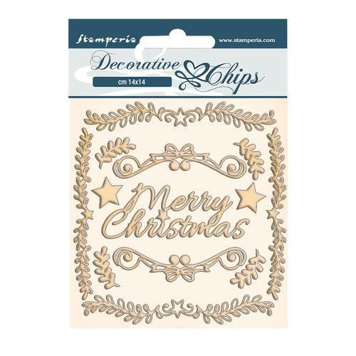 STAMPERIA DECORATIVE CHIPS14 X14CM PINK CHRISTMAS FRAMES - SCB68