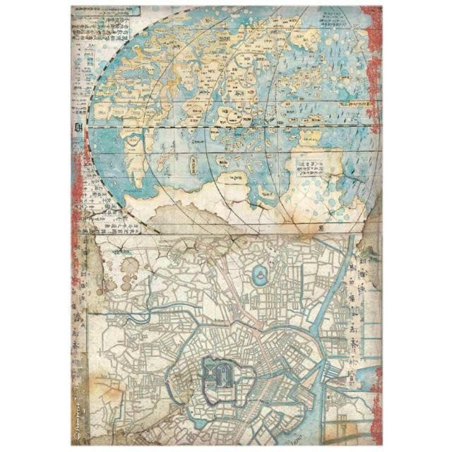 STAMPERIA A4 RICE PAPER SIR VAGABOND JAPAN MAP - DFSA4610