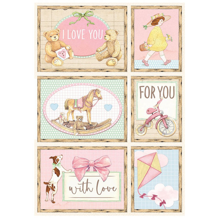 STAMPERIA A4 RICE PAPER DAYDREAM CARDS ROSA - DFSA4679