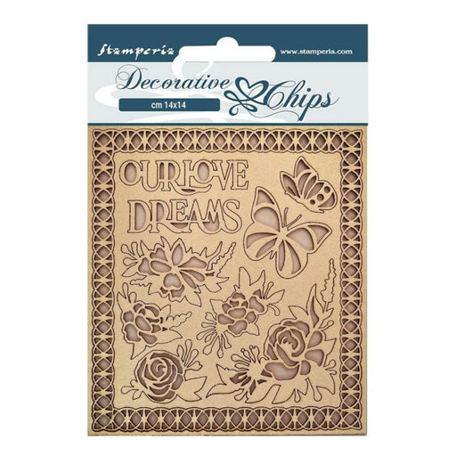 STAMPERIA DECORATIVE CHIPS 14 X 14CM GARDEN OF PROMISES OUR - SCB134