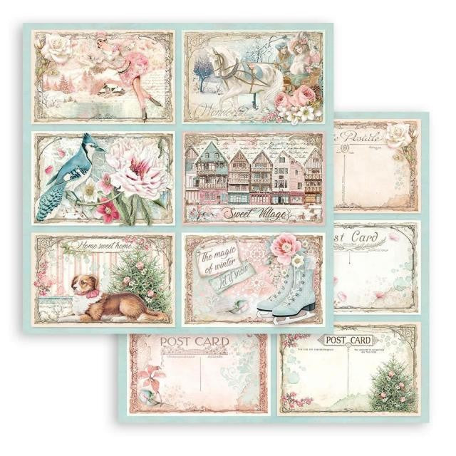 STAMPERIA 12X12PAPER DOUBLE FACE - SWEET WINTER CARDS - SBB897