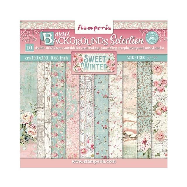 STAMPERIA 8 X 8 PAPER PACK DOUBLE FACE BACKGROUNDS SELECTION - SBBS72