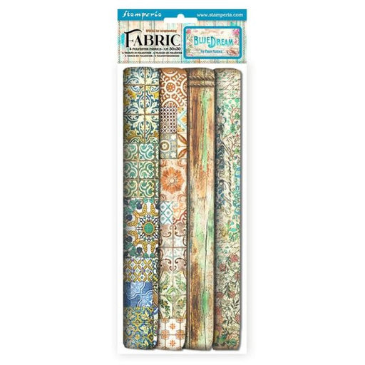 STAMPERIA PACK 4 SHEETS FABRIC CM 30X30- BLUE DREAM - SBPLT09