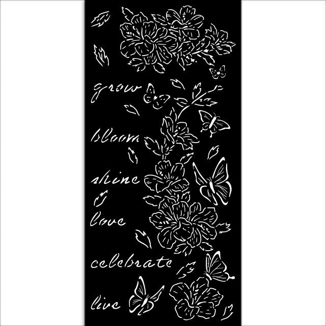 STAMPERIA STENCIL 12X25 CM - CREATE HAPPINESS SECRET DIARY FLOWERS AND BUTTERFLY - KSTDL94