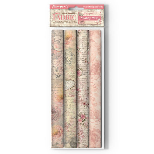 STAMPERIA PACK 4 SHEETS FABRIC CM 30X30 - SHABBY ROSE - SBPLT28