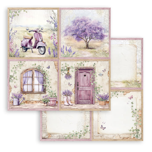 STAMPERIA 12X12 PAPER DOUBLE FACE - LAVENDER 4 CARDS - SBB1006