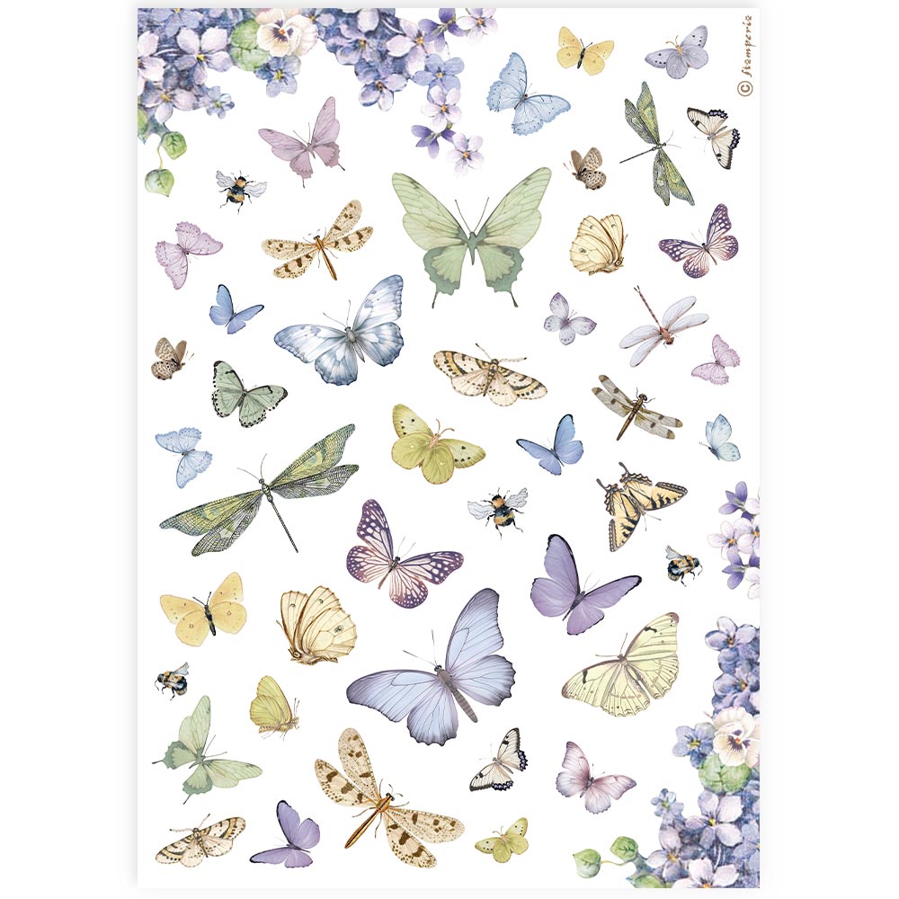STAMPERIA A4 RICE PAPER PACKED- BUTTERFLIES - DFSA4891