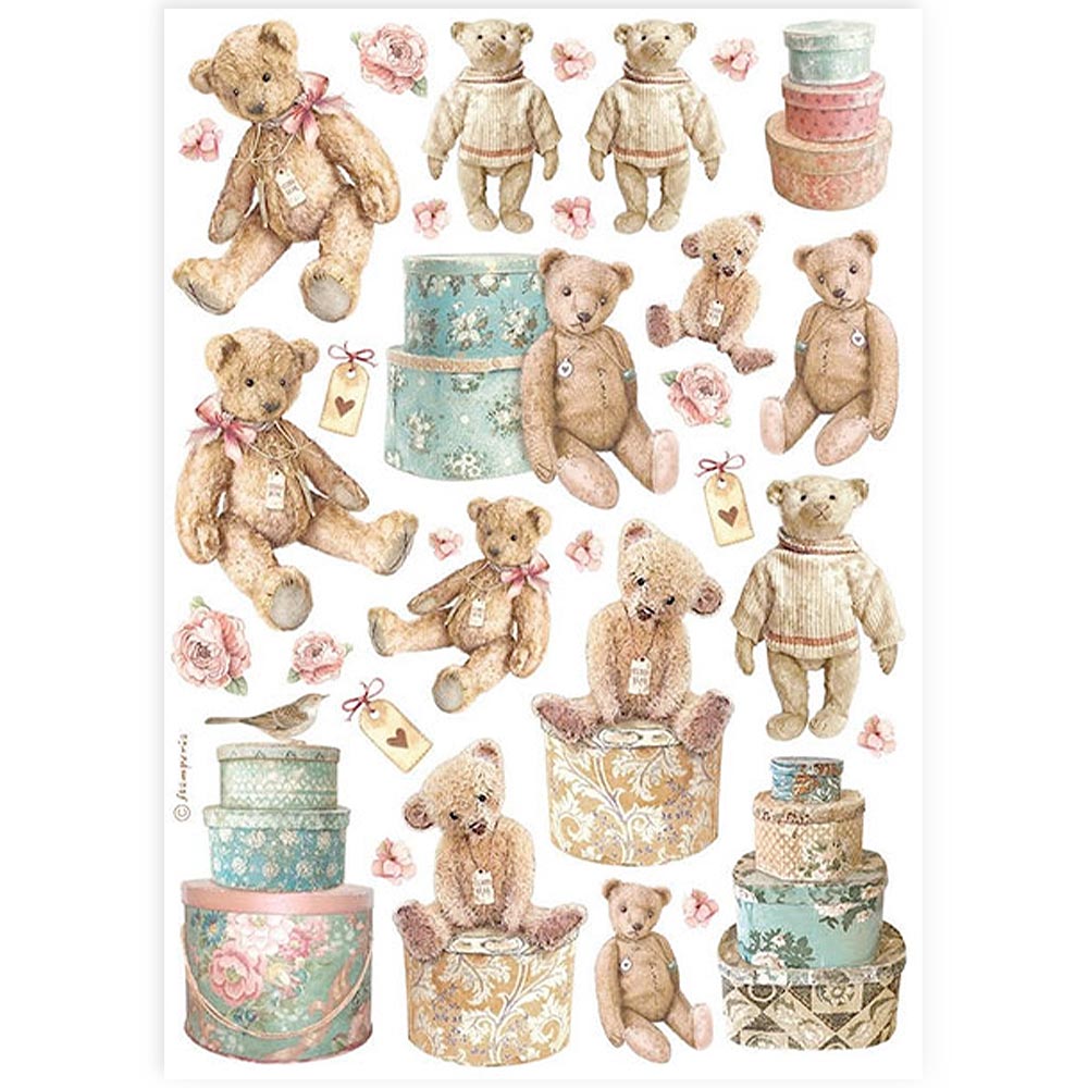 STAMPERIA A4 RICE PAPER PACKED- TEDDY BEARS - DFSA4928