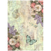 STAMPERIA A4 RICE PAPER PACKED- WONDERLAND FLOWERS AND BUTTERFLIES - DFSA4931