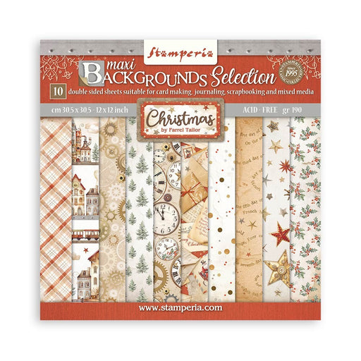 STAMPERIA 12 X 12 PAPER PACK  BACKGROUND - GEAR UP FOR CHRISTMAS - SBBL157