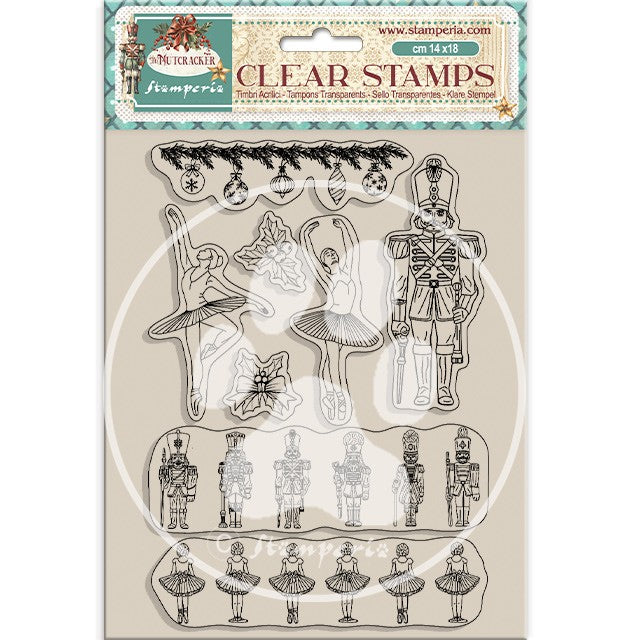 STAMPERIA RUBBER STAMP 14X18 THE NUTCRACKER BALLET AND SOLDIERS - WTK199