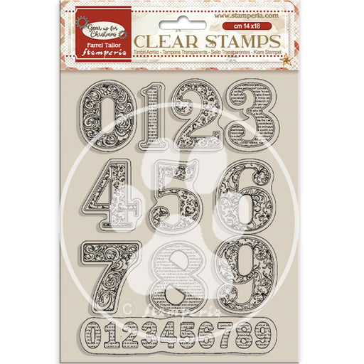 STAMPERIA RUBBER STAMP 14X18 GEAR UP FOR CHRISTMAS NUMBERS -WTK200