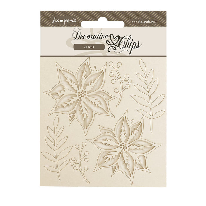 STAMPERIA DEC CHIPS 14 X 14CM- THE NUTCRACKER PIONSETTIA - SCB230