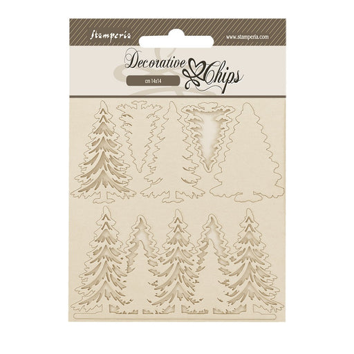 STAMPERIA DEC CHIPS 14 X 14CM- GEAR UP FOR CHRISTMAS TREES - SCB231