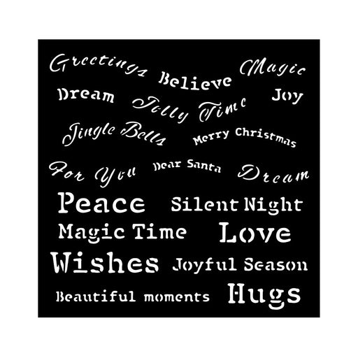 STAMPERIA STENCIL 18CM X 18CM - CLASSIC CHRISTMAS QUOTES - KSTDQ115