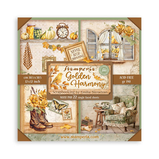 STAMPERIA 12 X 12 PAPER PACK 22 SHEETS - GOLDEN HARMONY - SBBXLB17