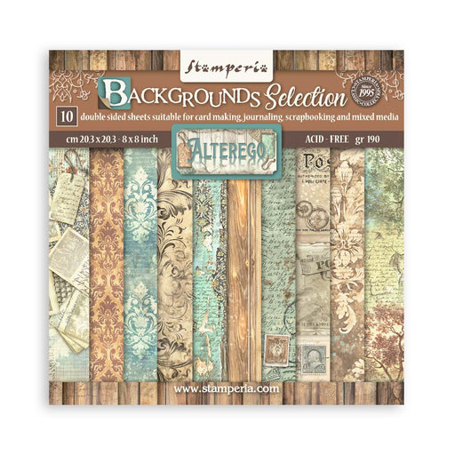 STAMPERIA 8 X 8 PAPER PAD DOUBLE FACE- BACKGROUND ALTEREGO -SBBS117