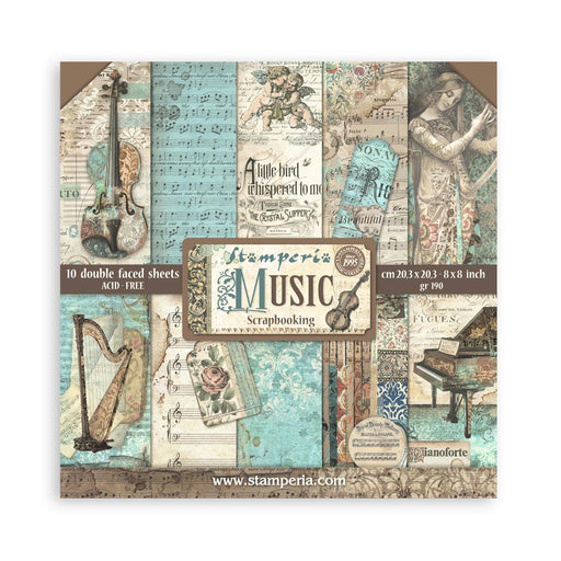 STAMPERIA 8 X 8 PAPER PAD DOUBLE FACE- MUSIC -SBBS118