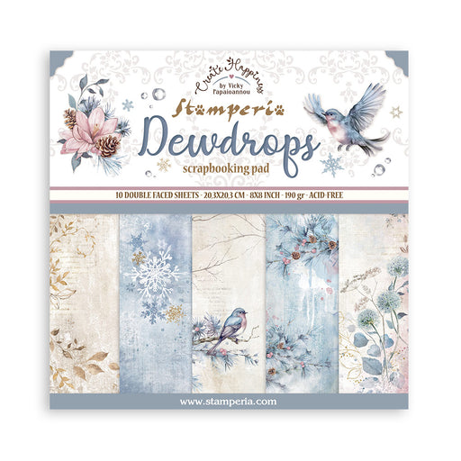 STAMPERIA 8 X 8 PAPER PAD DOUBLE FACE- CREATE HAPPINESS DEWDROPS -SBBS119