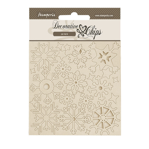 STAMPERIA DEC CHIPS 14 X 14CM- CREATE HAPPINESS DEWDROPS SNOWFLAKES -SCB247