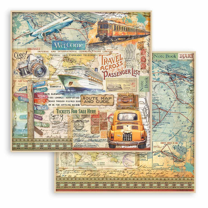 STAMPERIA 12X12 PAPER - ART OF TRAVELLING - CAR-SBB1039