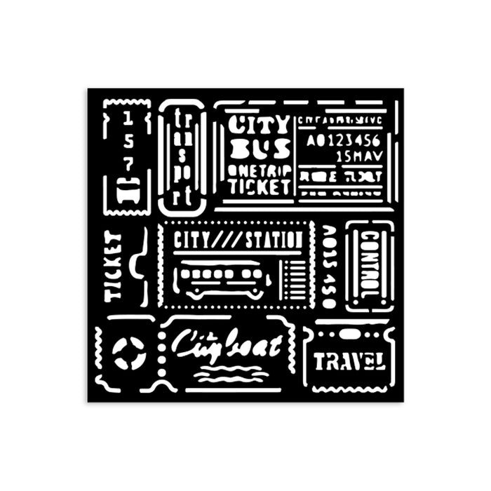 STAMPERIA STENCIL 12X12 - ART OF TRAVELLING - TICKETS -KSTDS06