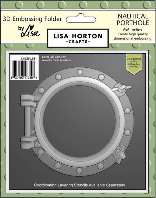 LISA HORTON 3D EMBOSSING FOLDER AND DIE NAUTICAL PORTHOLE- LHCEF138