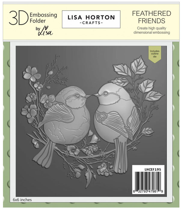 LISA HORTON 3D EMBOSSING FOLDER FEATHERED FRIENDS - LHCEF195