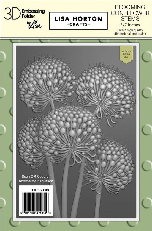 LISA HORTON 3D EMBOSSING FOLDER AND DIE BLOOMING CONEFLOWER STEMS- LHCEF198