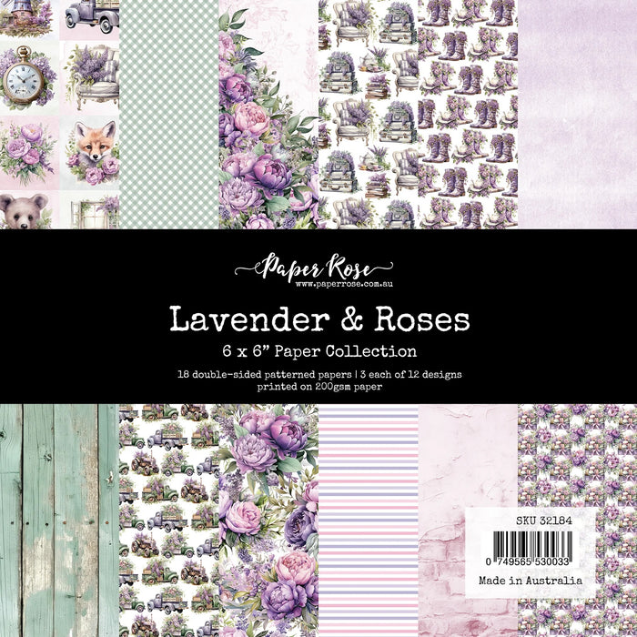 PAPER ROSE PAPER 6 X 6 PAPER PAD -LAVENDER AND ROSES  32184