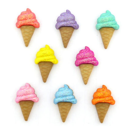 DRESS IT UP BUTTONS GLITTER ICE CREAM CONES - DU4816